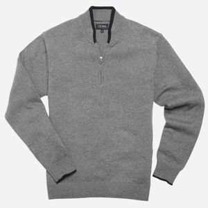 Tipped 1/4 Zip Grey Cashmere Sweater from Tie Bar NWT